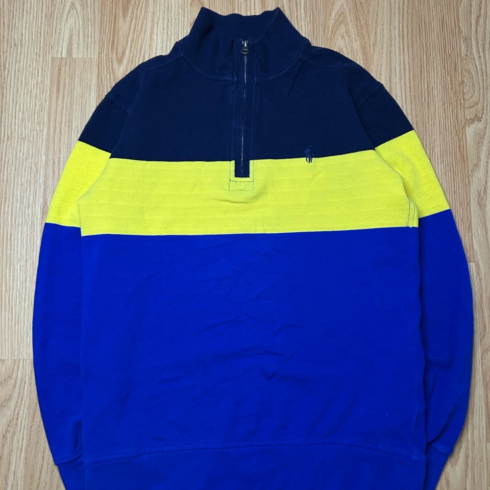 Polo Ralph Lauren Navy, Yellow, and Blue Zip-Up Sweater